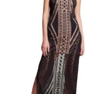 Mossimo Aztec Sheath Black Burnout Overlay Dress, M
